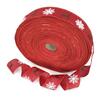 Vánoční stuha š. 5 cm - sobi a vločky (červená)