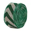 Vánoční stuha š. 3,8 cm - zelená s proužky