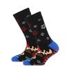 Dětské vánoční froté ponožky s protiskluzem (černá) | Velikost: 23/26 | Černá AOP