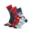 Dámské vánoční ponožky – 3 pack | Modrá/červená/navy modrá
