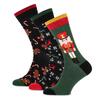 Dámské vánoční ponožky – 3 pack | Černá AOP/zelená