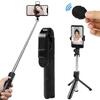 Selfie tyč Bluetooth se stativem a dálkovým ovládáním, 20-61 cm, černá