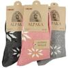 Dámské ponožky Alpaka - 3 pack - vzorované | Velikost: 35-38 | Růžová, tmavě šedá, světle šedá