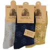 Dámské ponožky Alpaka - 3 pack - vzorované II. | Velikost: 39-43 | Světle šedá, tmavě modrá, hořčicová