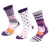 Dívčí ponožky 3 pack: Prasátko Peppa | Velikost: 23-26 | Fialová/bílá/šedá
