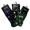 Pánské ponožky 3 pack - pivo/víno/whiskey | Velikost: 40-46 | Černá/Navy/Zelená AOP