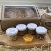 Degustační sada medů a vosk na smažení v dárkové krabičce, 4x 35 g a 1x 12 g