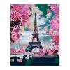 Eiffelova věž a růžové stromy
