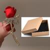 Brož - Růže červená květina růžička + dárková krabička