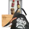 Malý BBQ box + zástěra BBQ KING, bambusové prkénko a nůž