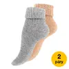 Ponožky dámské pletené s vlnou ALPAKA - 2 páry | Velikost: 35-38 | Světle šedé, béžové