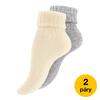 Ponožky dámské pletené s vlnou ALPAKA - 2 páry | Velikost: 35-38 | Světle šedé, smetanové