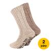 Unisex ponožky norské hrubě pletené s protiskluzem - 2 páry | Velikost: 35-38 | Béžová, hnědá