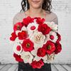 Červená kytice 21 květin + flakon s vůní jako dárek | Motiv: Růžová stuha
