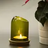 Upcyklovaný svícen 13 cm - olivově zelený