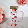 Sklenička s víčkem a brčkem - Jahodová