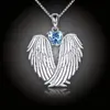Náhrdelník Angel Wings Aquamarine Heart se zirkonem