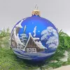 Vánoční koule - chaloupka, 8 cm | Modrá