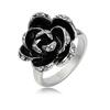 Prsten s černou květinou | Velikost: 53 | Stříbrná