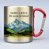 300 ml Turistický nerezový termohrnček "Hory a káva sú moja závislosť 1" | Strieborná