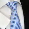 Hedvábná kravata | Bílý s prošívanými modrými čtverečky