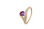 Luxusní dámský 18k zlatý prsten Marcus Astory s Diamantem a Ametystem MA107 | Velikost: 52