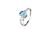 Nádherný prsten Marcus Astory 14K bílé zlato s diamanty a topazem MA108 | Velikost: 54
