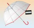 Transparentní deštník s červeným proužkem