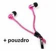 Sluchátka se zipem - růžová + pouzdro