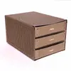 Box se 3 zásuvkami | Velikost: 25x33x20cm | Hnědá - Látka polibond vzor káro
