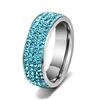 Ocelový prsten s krystaly - azurově modrý | Velikost: 52 (vnitřní průměr cca 16,5mm)