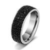 Ocelový prsten s krystaly - černý | Velikost: 52 (vnitřní průměr cca 16,5mm)