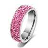 Ocelový prsten s krystaly - růžový | Velikost: 52 (vnitřní průměr cca 16,5mm)