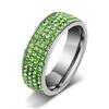 Ocelový prsten s krystaly - světle zelený | Velikost: 52 (vnitřní průměr cca 16,5mm)