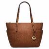 Jet Set Large Top - Zip Saffiano Leather Tote Bag - Brown
