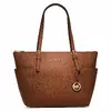 Jet Set Large Top - Zip Saffiano Leather Tote Bag - Brown