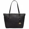 Jet Set Large Top - Zip Saffiano Leather Tote Bag - Black