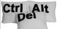 Ručně šité polštářky Ctrl Alt Del - Bílá verze
