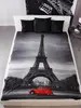 Fototisková fleecová deka 150x200 cm s motivem Paříže - červená