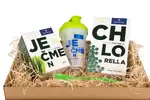 Ječmen 200 g + Chlorella 120 g + Shaker + Lžička + Dárková kazeta