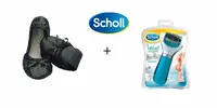 Strojek na paty Scholl Velvet Smooth Diamond + Scholl Pocket balerinky Premium | Velikost: 35-36 | Černá