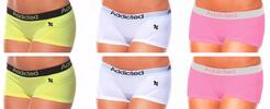 6x dámské kalhotky Addicted Classic - 2x žlutá + 2x bílá/černá + 2x růžová | Velikost: L