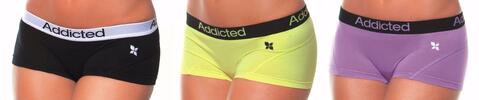 3x dámské kalhotky Addicted Classic - černá + žlutá + fialová | Velikost: S