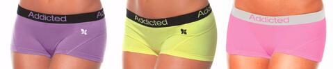 3x dámské kalhotky Addicted Classic - fialová + žlutá + růžová | Velikost: M