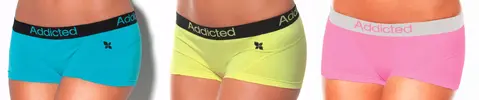 3x dámské kalhotky Addicted Classic - modrá + žlutá + růžová | Velikost: XS