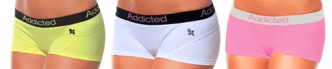 3x dámské kalhotky Addicted Classic - žlutá + bílá/fialová + růžová | Velikost: M
