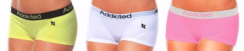 3x dámské kalhotky Addicted Classic - žlutá + bílá/černá + růžová | Velikost: XS