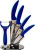 5ti dílná sada keramických nožů ve stojánku (modré)