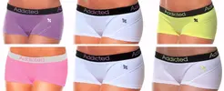 6x dámské kalhotky Addicted Classic - fialová + 2x bílá/fialová + žlutá + bílá/žlutá + růžová | Velikost: M