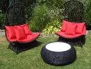 Sedací souprava z umělého ratanu Miami (Black-Red)